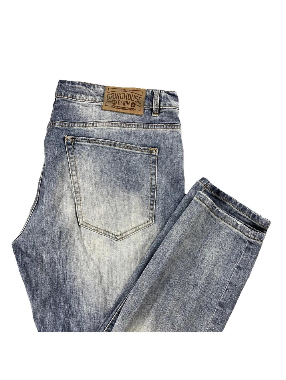 GRINDHOUSE Denim Jeans Men's 42 Distressed Ripped Destroyed Blue Urban Street